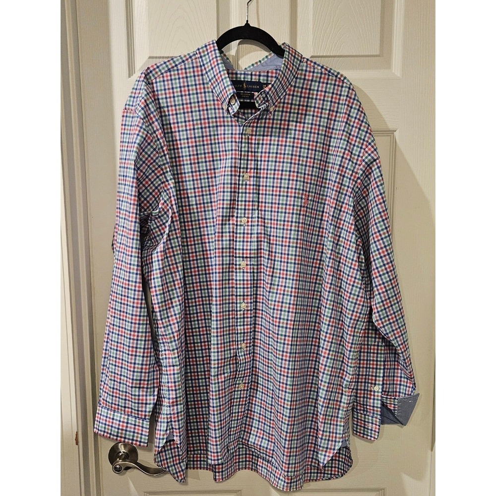 Ralph Lauren Plaid Button Up Shirt Mens 2XB Big Tall Cotton Stretch Preppy